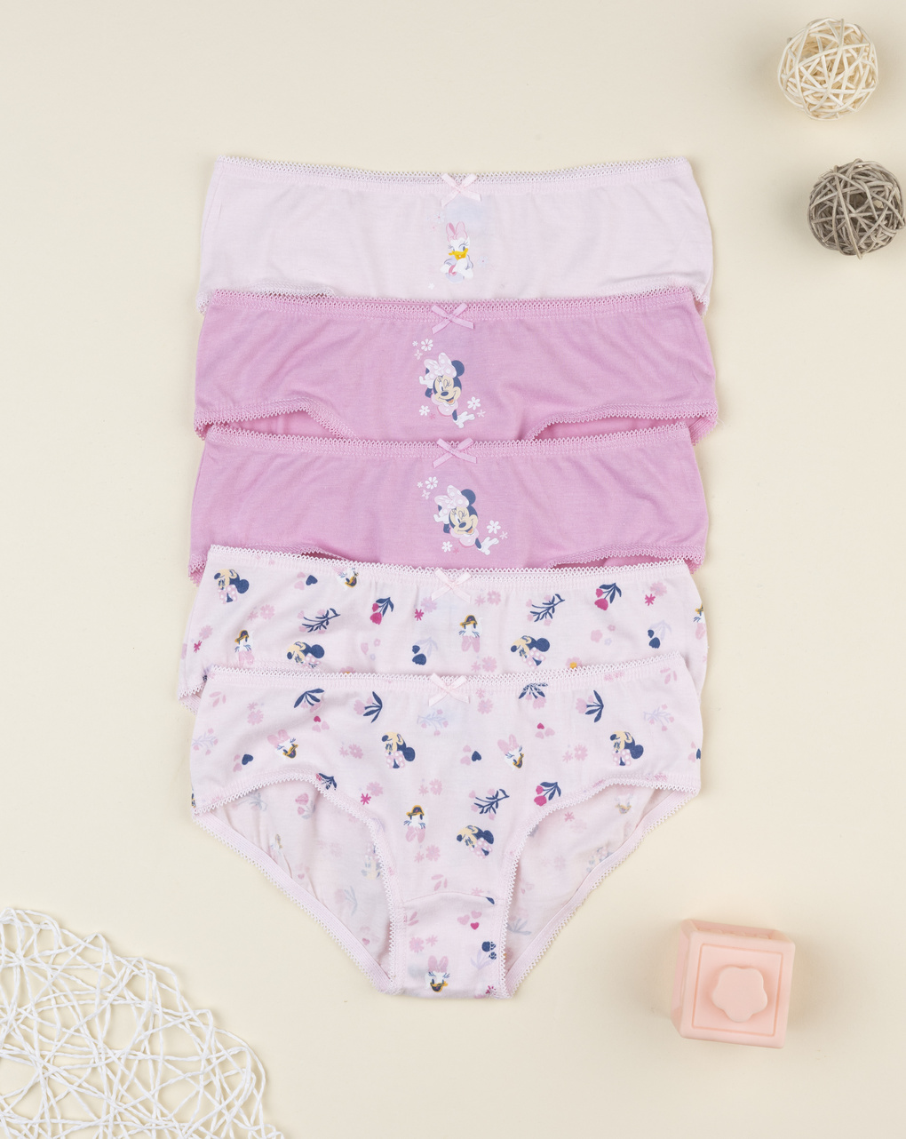 Pack 5 slip cambina rosa disney