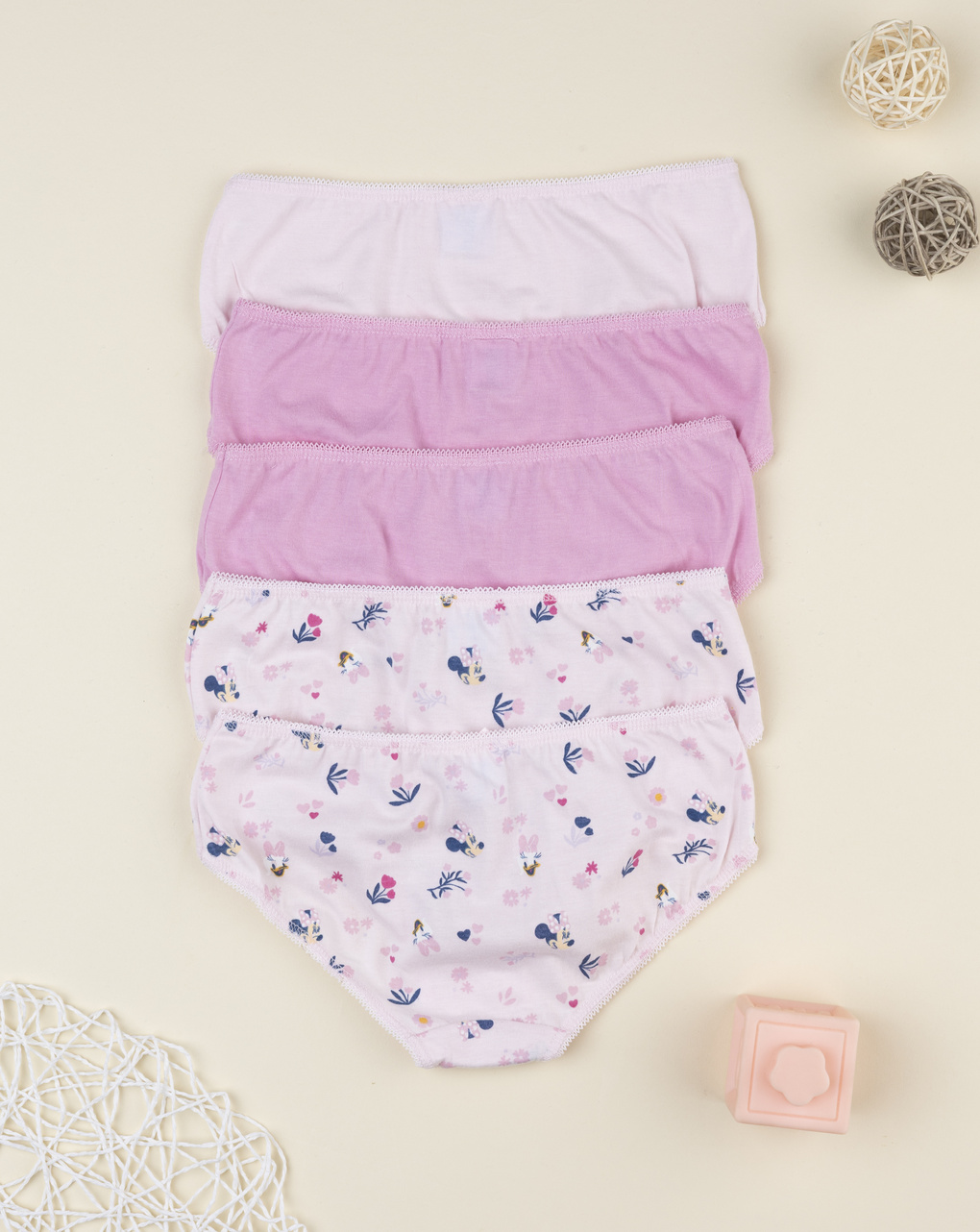 Pack 5 slip cambina rosa disney