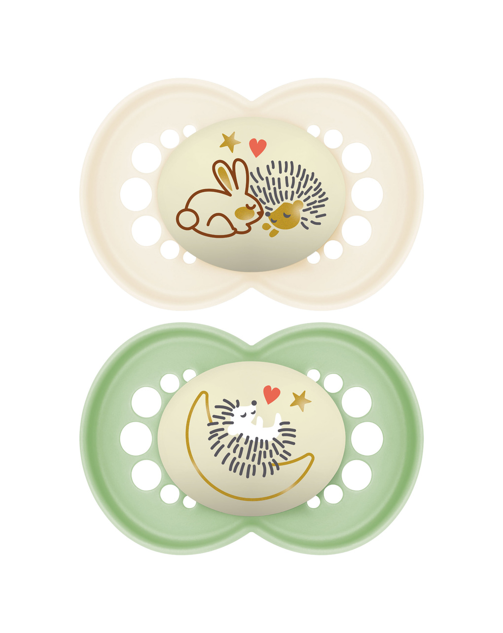 Succhietti original night 16+ caucciù bio-circolare conf. doppia verde/panna - mam