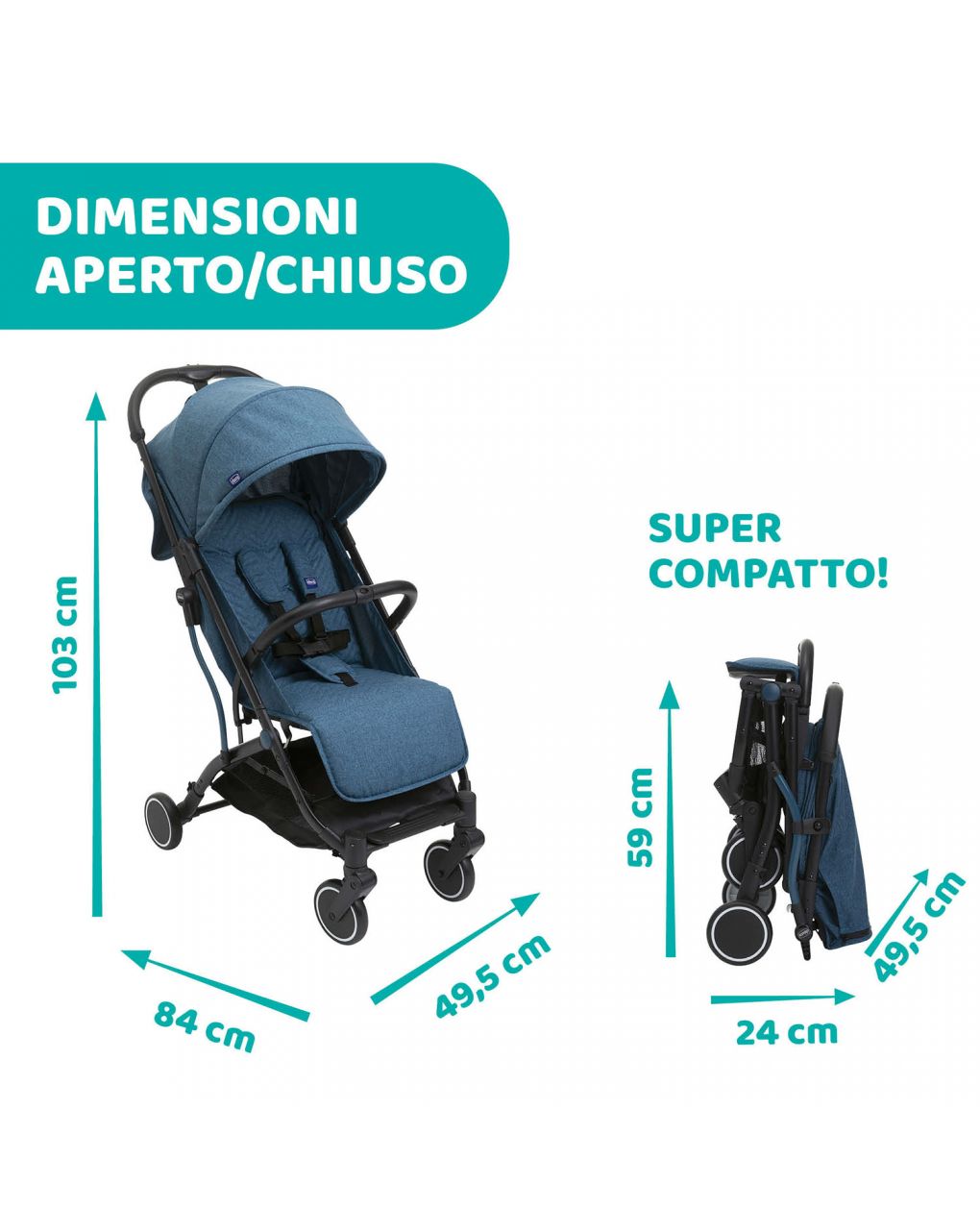 Passeggino trolley me calypso blue - chicco