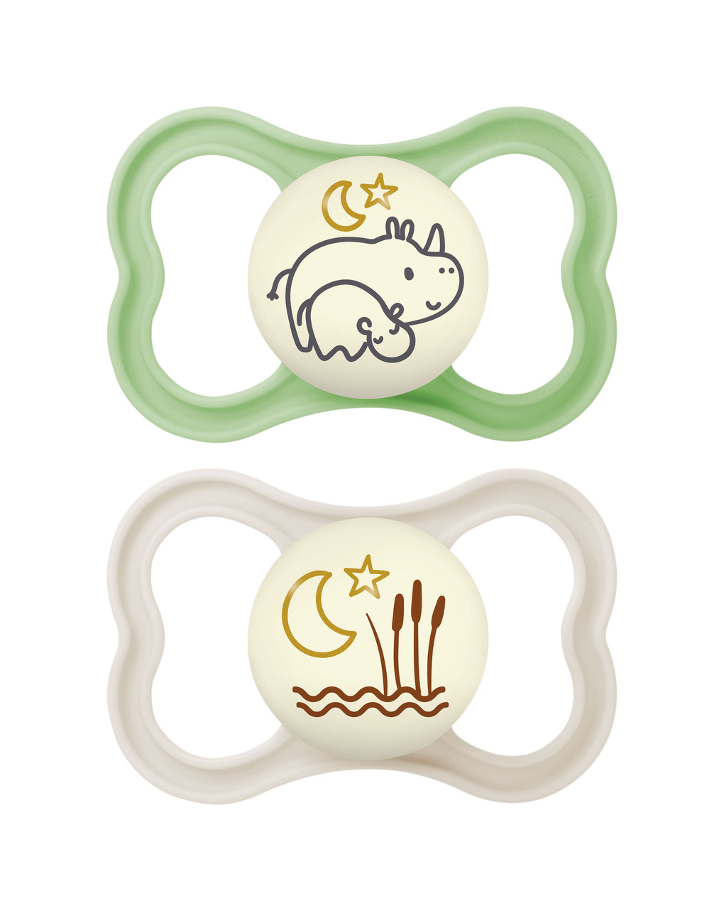 Succhietti air night 6+ silicone bio-circolare conf. doppia verde/grigio - mam