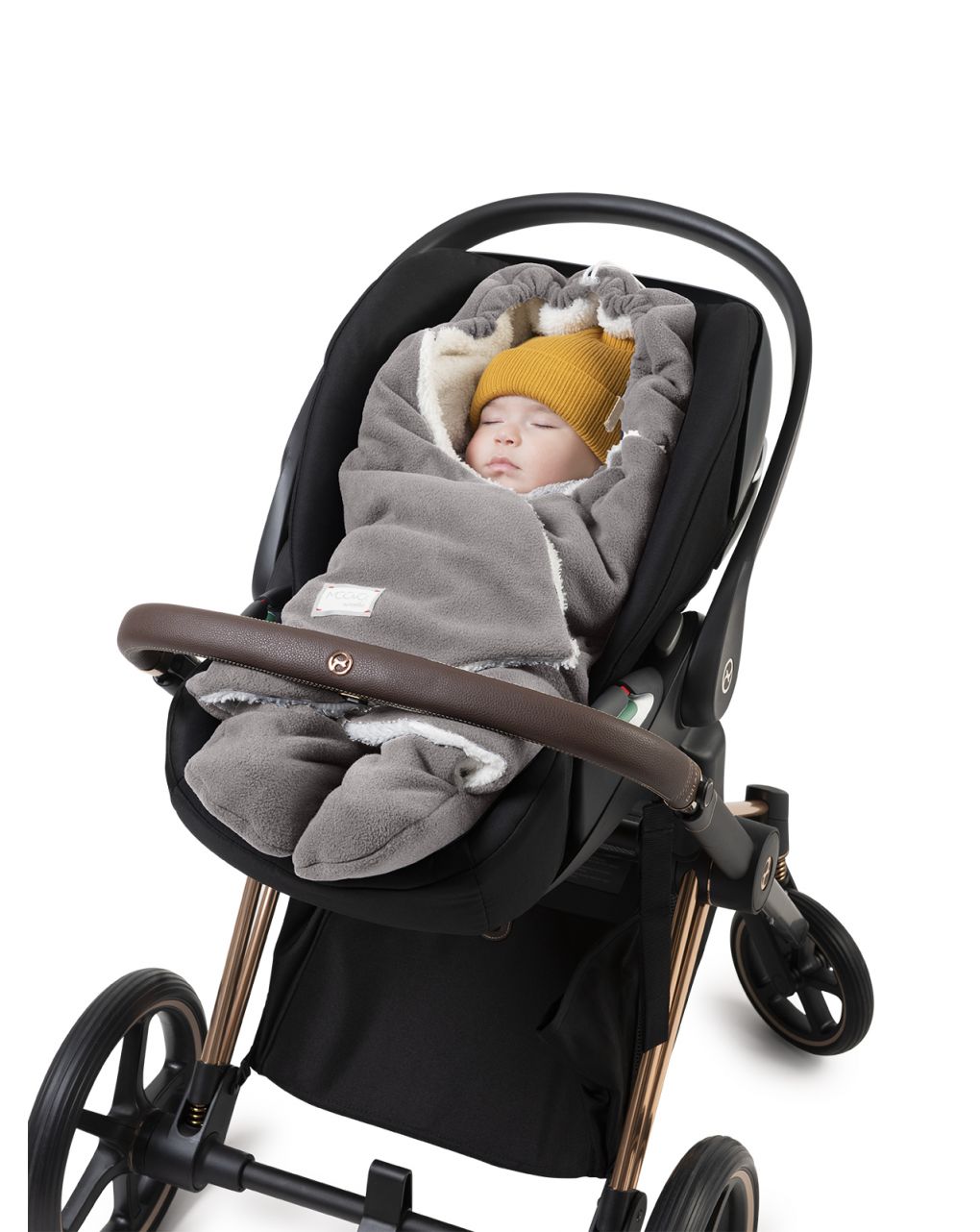 Sacco universale moovo per seggiolini junior cuddle grigio chiaro/bianco - sacco morbido 0-10 mesi - nuvita