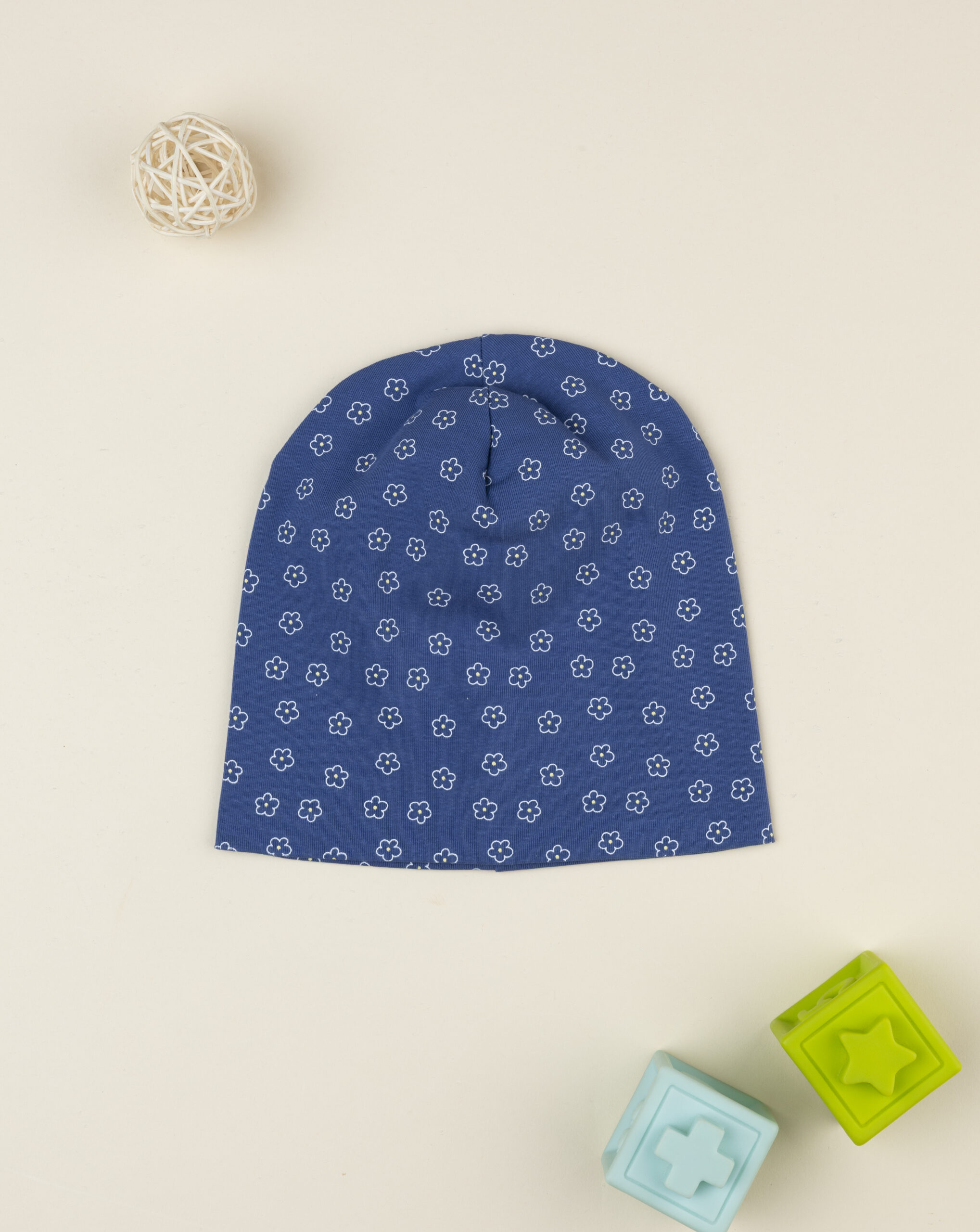Berretto bimba blu margherite