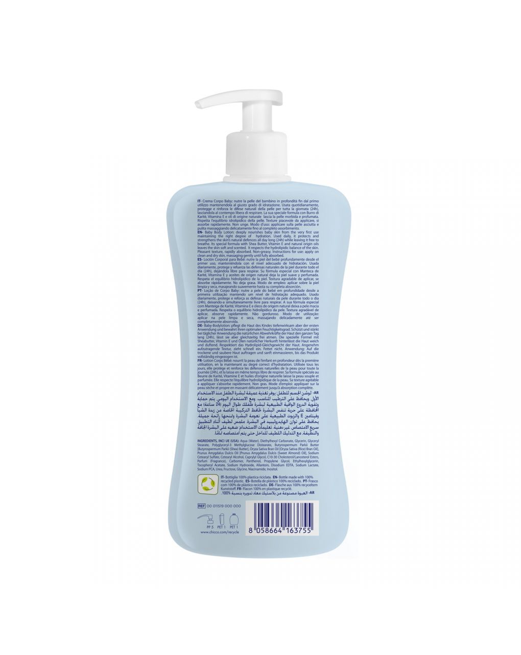 Baby crema corpo natural sensation 500ml - chicco
