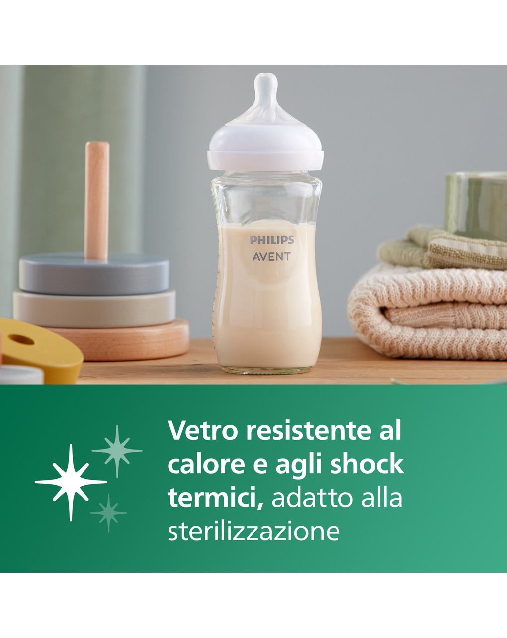 Biberon natural response in vetro 240 ml, con tettarella flusso 3 (medio). età consigliata: 3-6m. biberon 1 pz: scy933/01 - philips avent