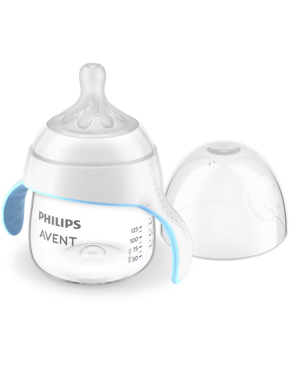 Bicchiere evolutivo natural response 125 ml, con tettarella flusso 5 (extra-veloce). età consigliata: 6m+. tazza biberon 1 pz - philips avent
