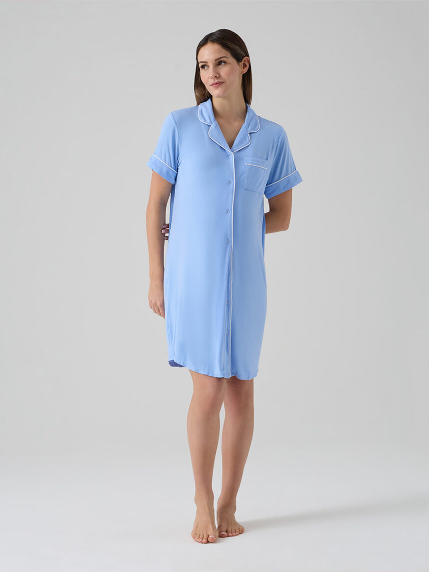 Camicia da notte gravidanza e allattamento in viscosa e pizzo rosa | Calze Collant