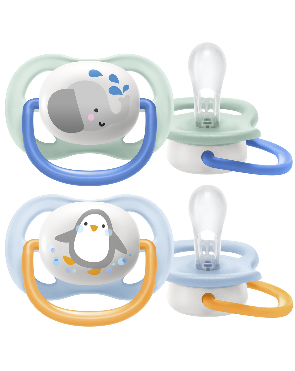 2 ciucci ultra air collection 0-6 mesi con tettarella simmetrica ortodontica - animaletti - philips avent