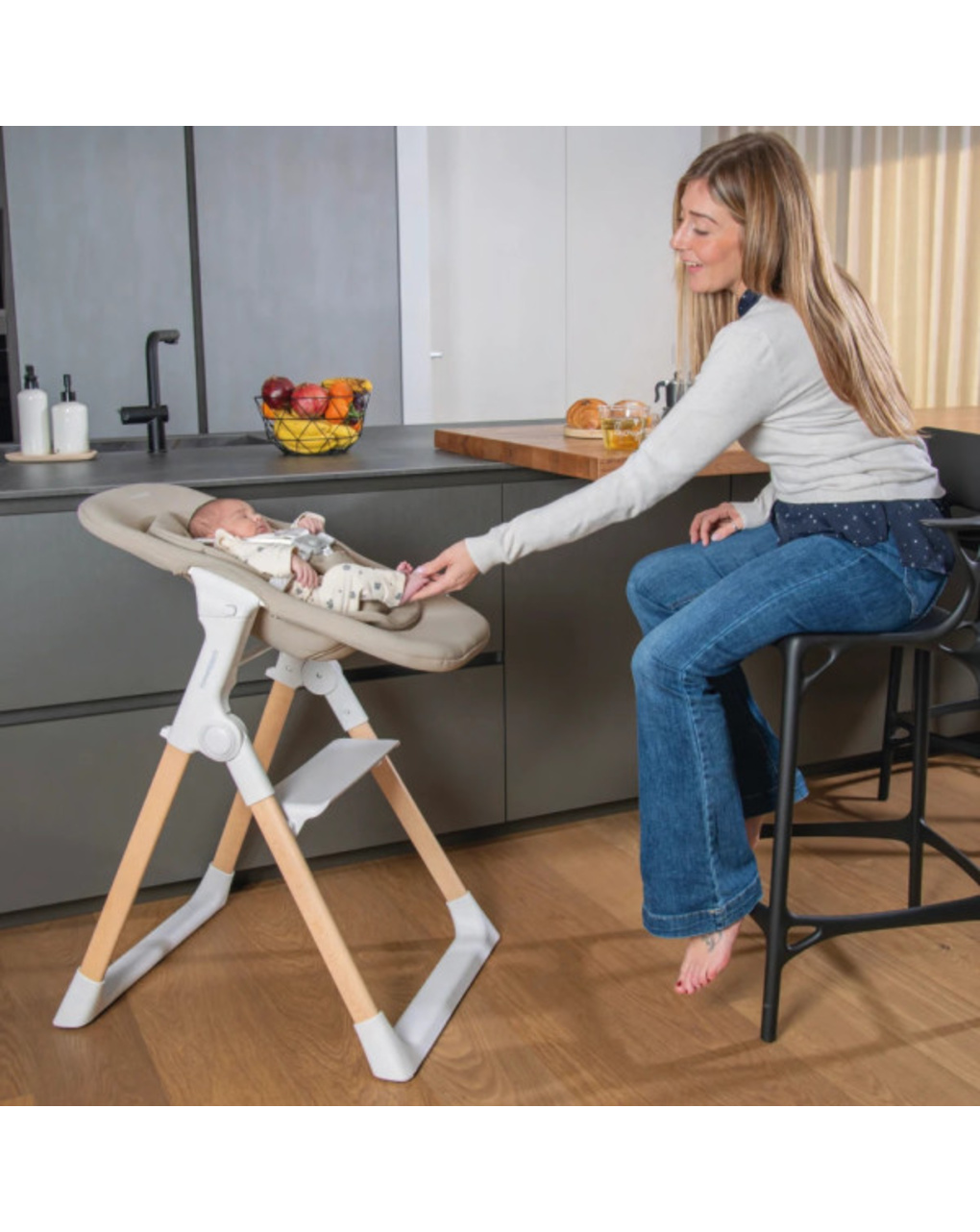 Seggiolone pappa con sdraietta 2 in 1 kidsmenu sand - foppapedretti