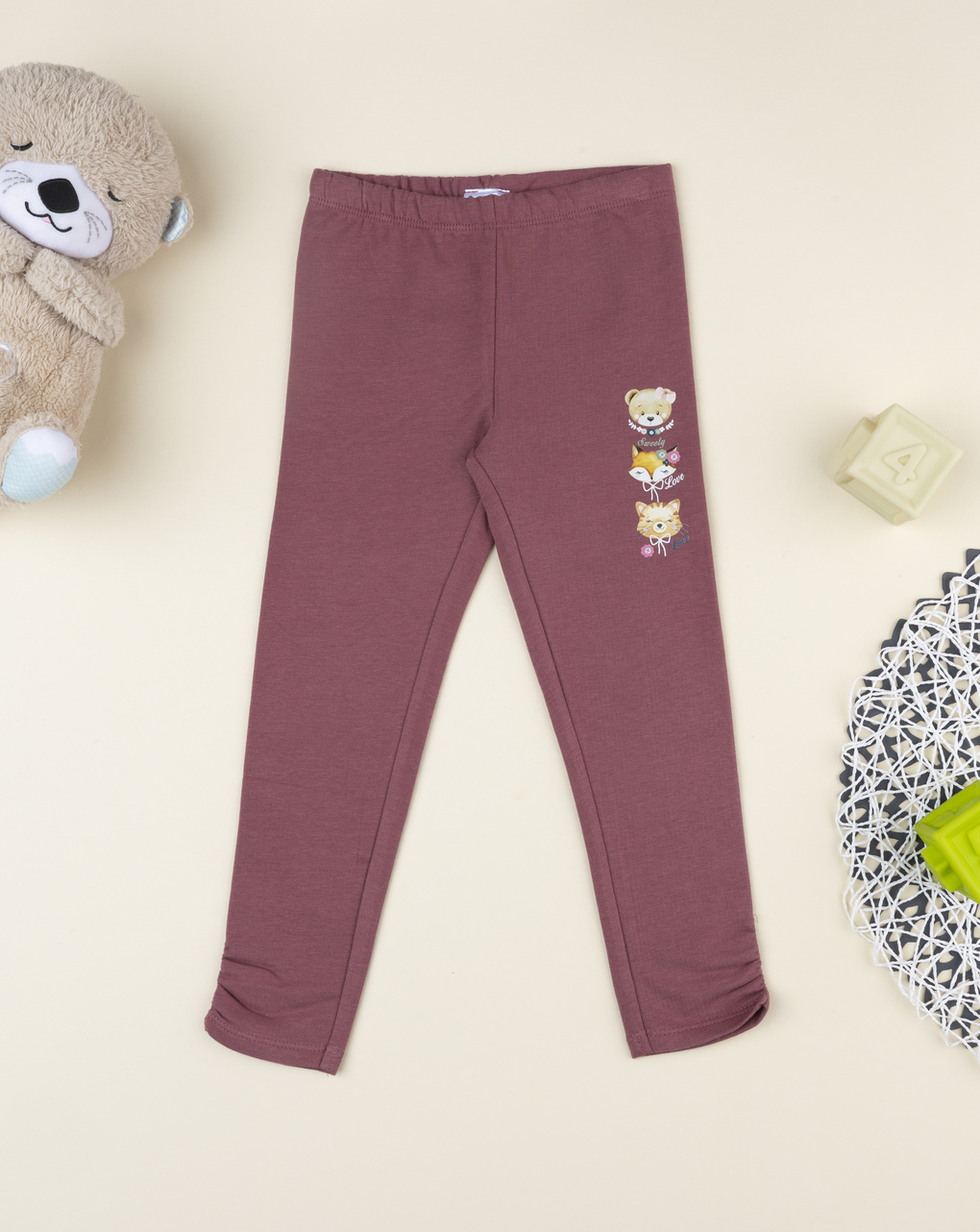 Leggings bambina rosa antico orsetti
