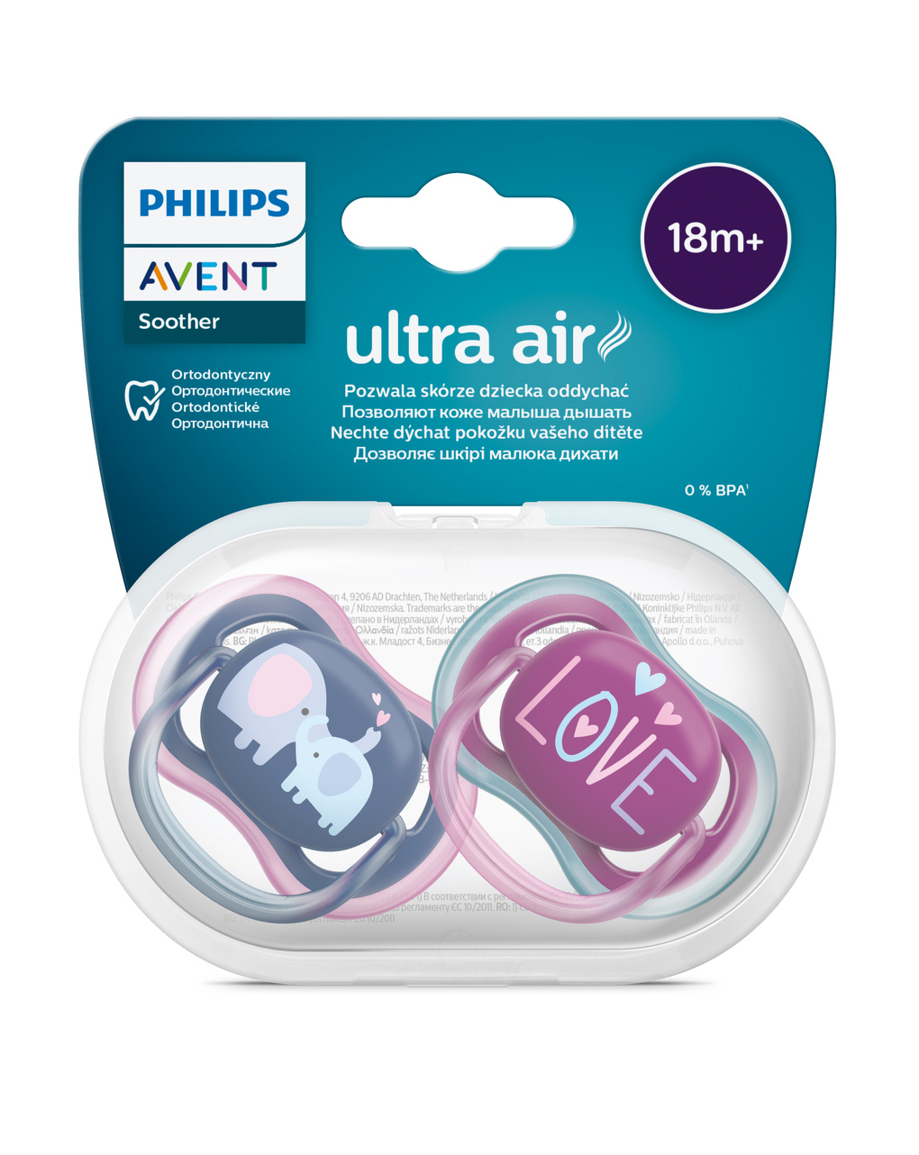 2 ciucci ultra air 18+ mesi colore blu/viola - philips avent