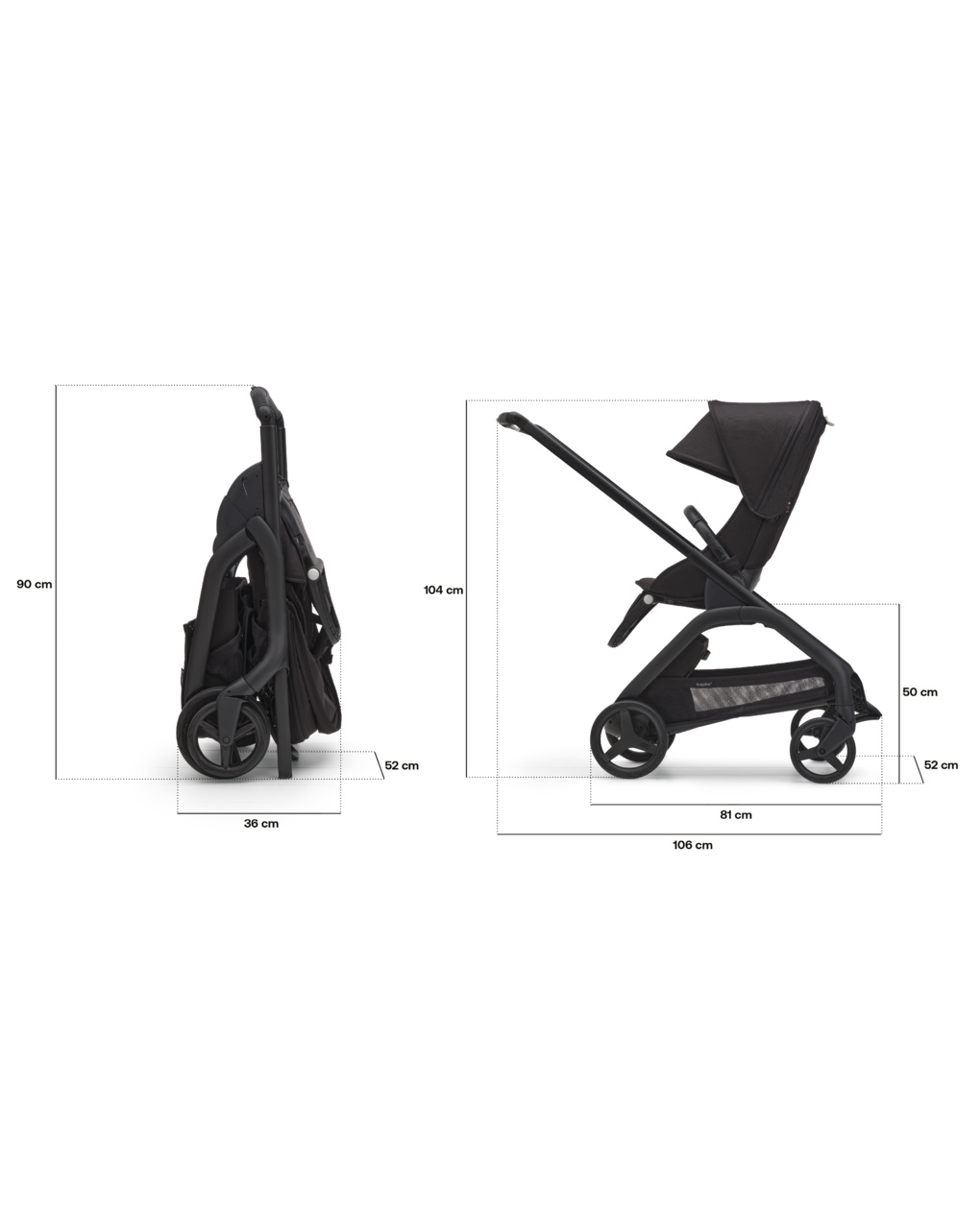 Passeggino dragonfly telaio black con seduta e cappottina forest green - bugaboo