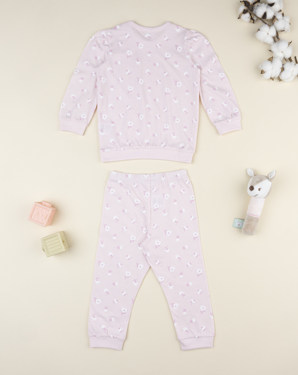 Pigiama 2 pezzi bimba rosa margherite