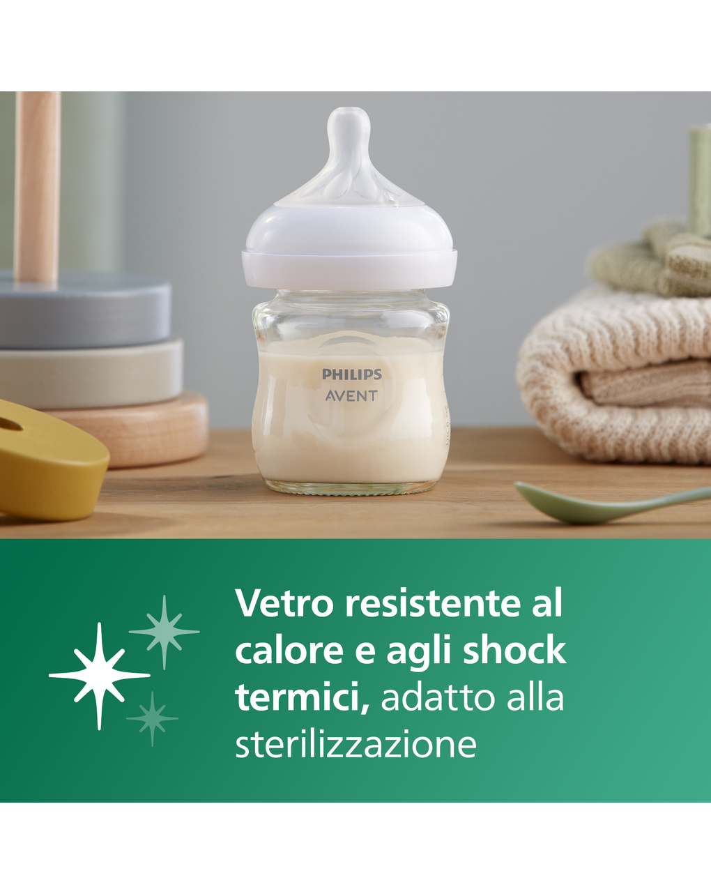 Biberon natural response in vetro 120 ml, con tettarella flusso 2 (lento). età consigliata: 0-3m. biberon 1 pz: scy930/01 - philips avent