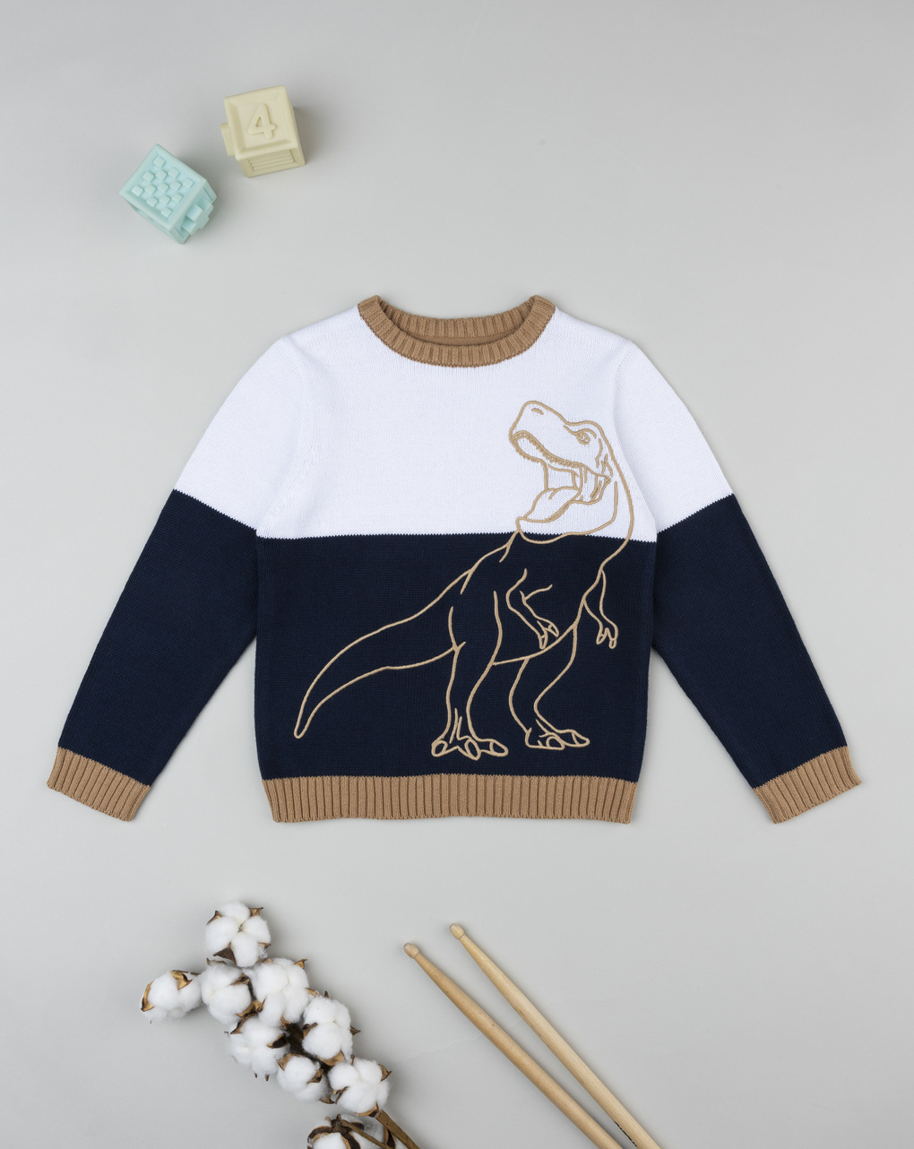 Maglia bimbo bianco/nera dino