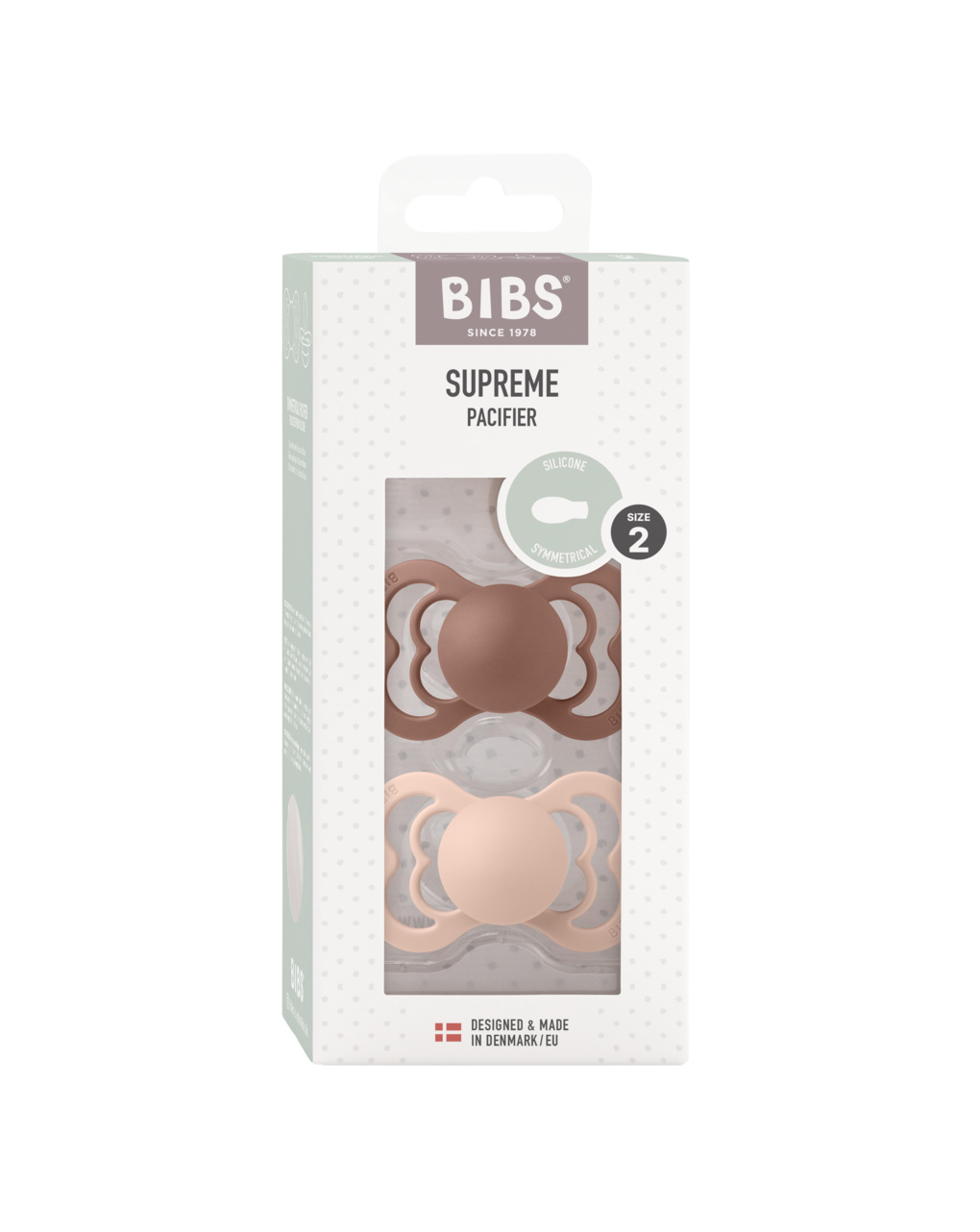 Set 2 ciucci supreme tettarella simmetrica in silicone 0-6 mesi – colore mattone/rosa – bibs