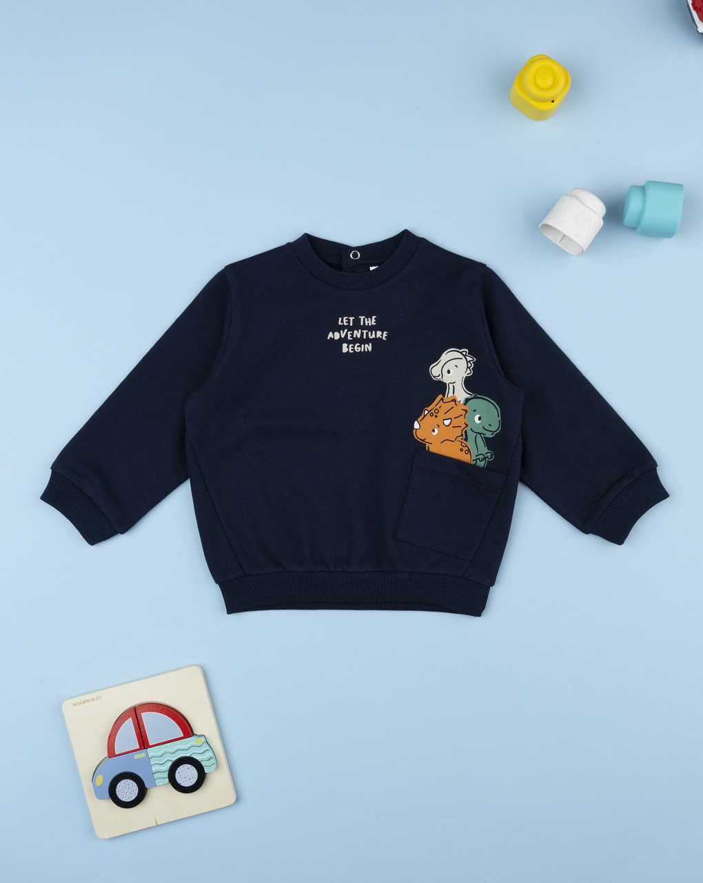 Maglia bimbo blu stampata dinosauri