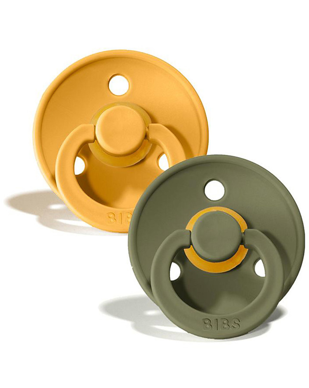 Set 2 ciucci colour tettarella tonda in gomma naturale 6/18 mesi - colore miele/oliva - bibs