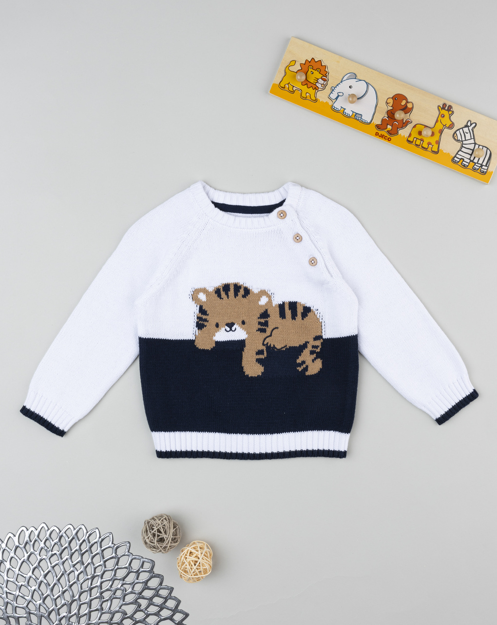 Maglia bimbo bianco/blu tigre