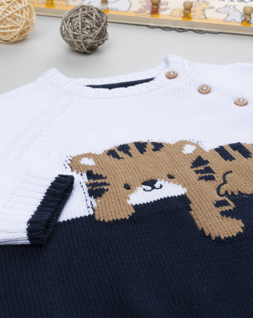 Maglia bimbo bianco/blu tigre