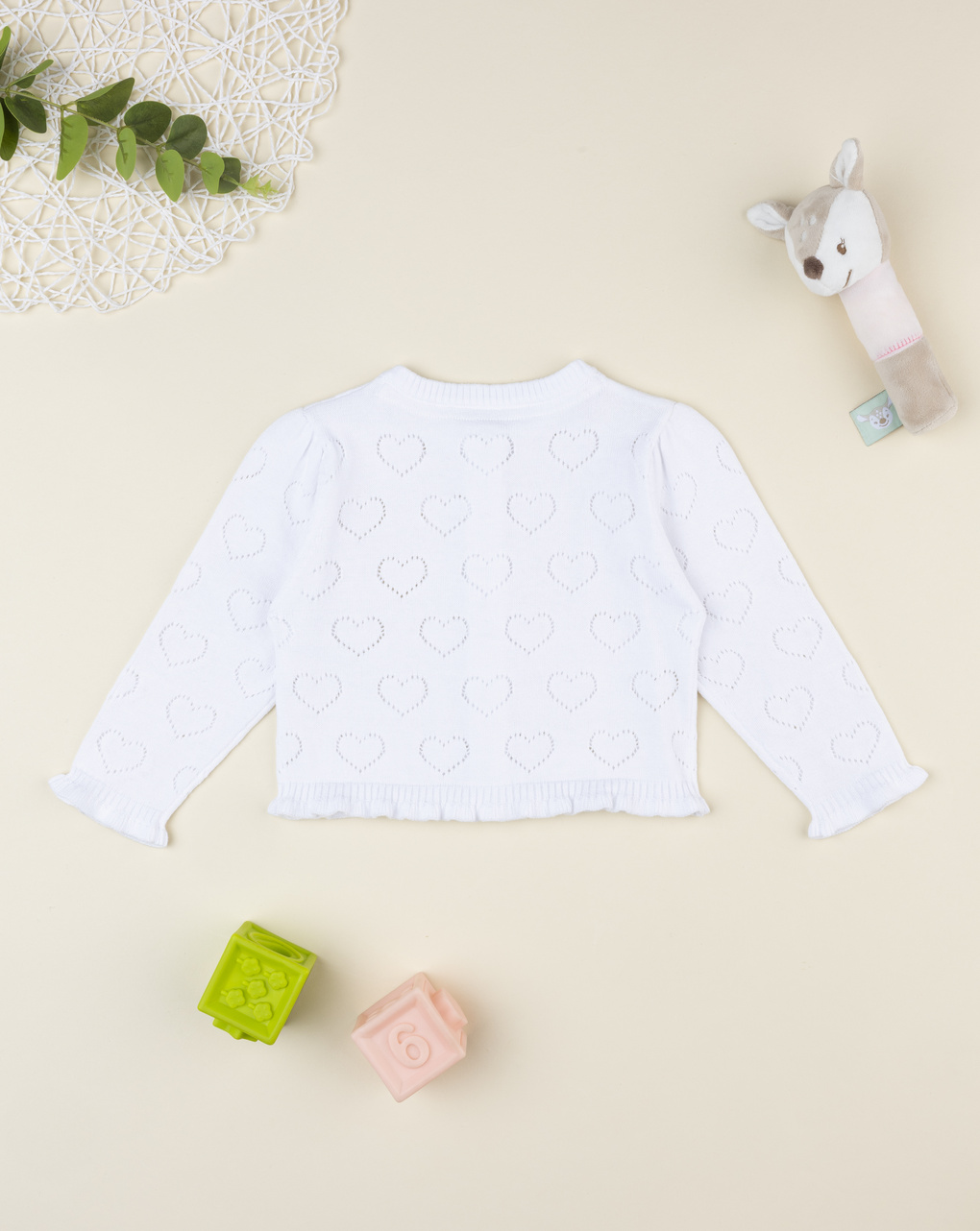 Cardigan bimba bianco traforato