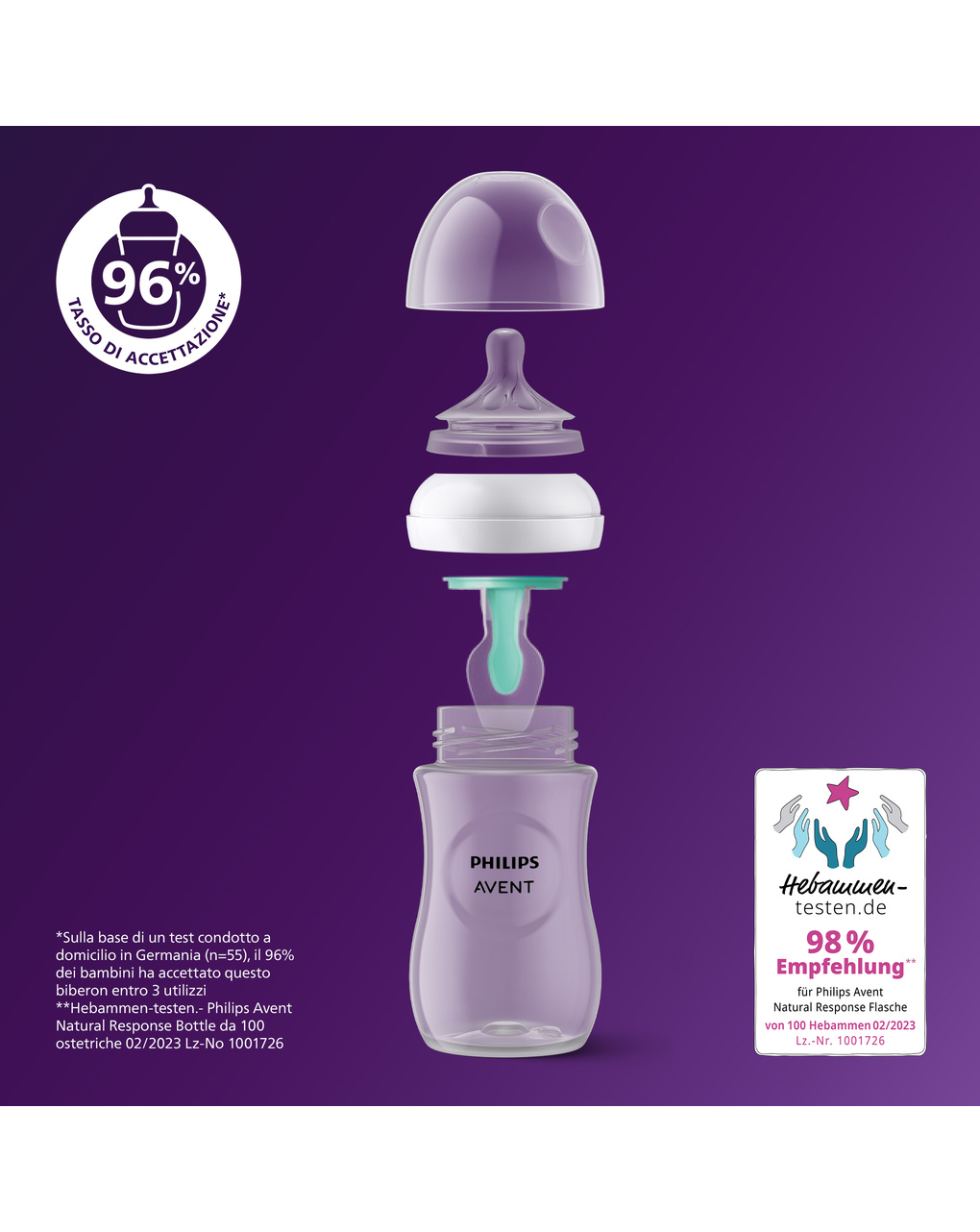 Biberon natural response con valvola airfree 260 ml, con tettarella flusso 3 (medio). età consigliata: 3-6m. biberon 1 pz: scy673/01 - philips avent