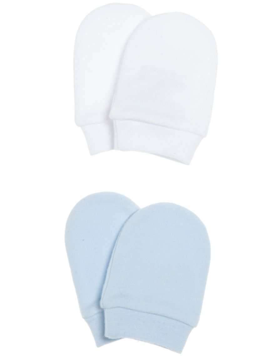 Set di due paia di muffole bianche e azzurre