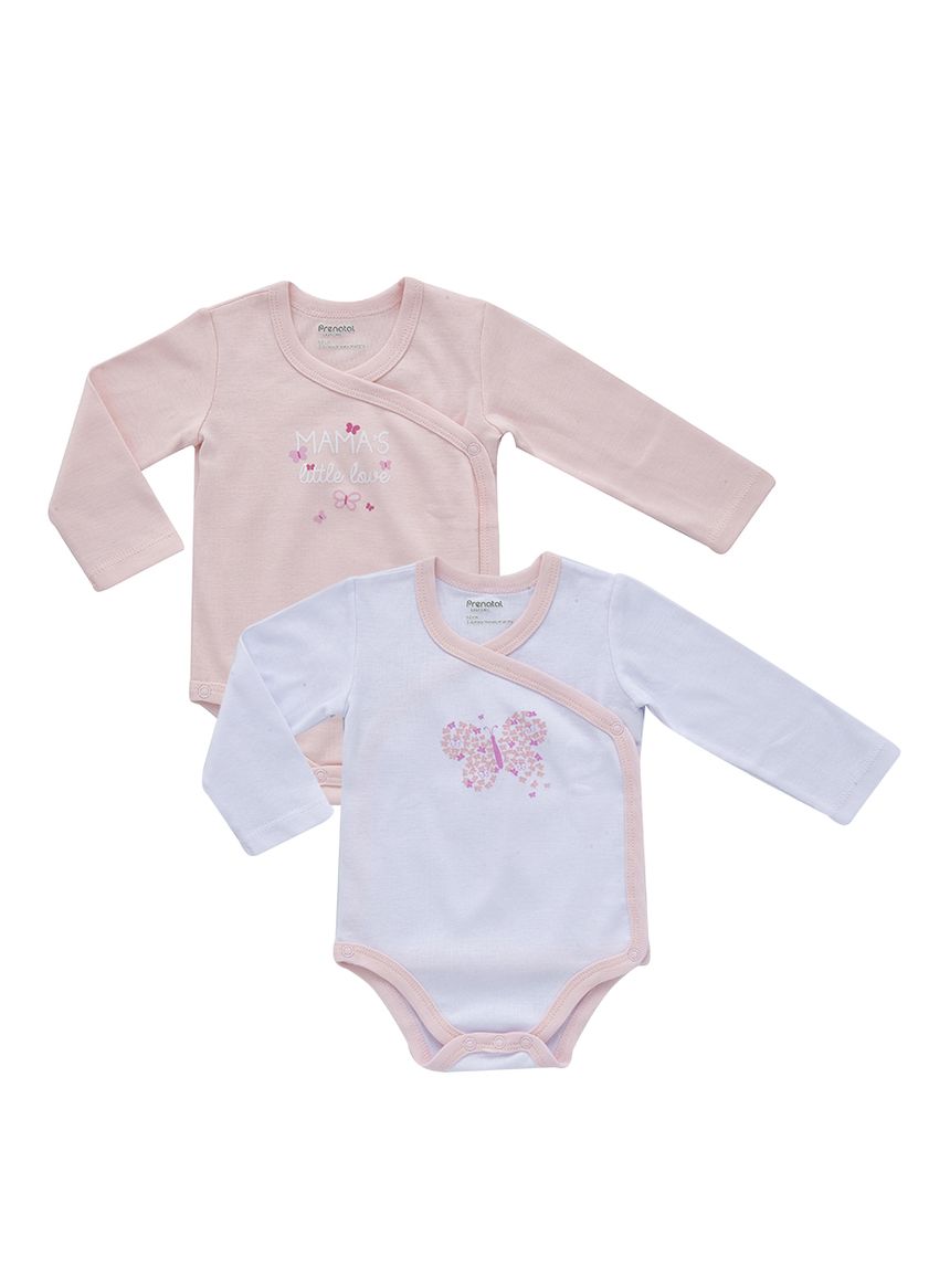 Pack 2 pezzi body con manica lunga e stampa farfalle