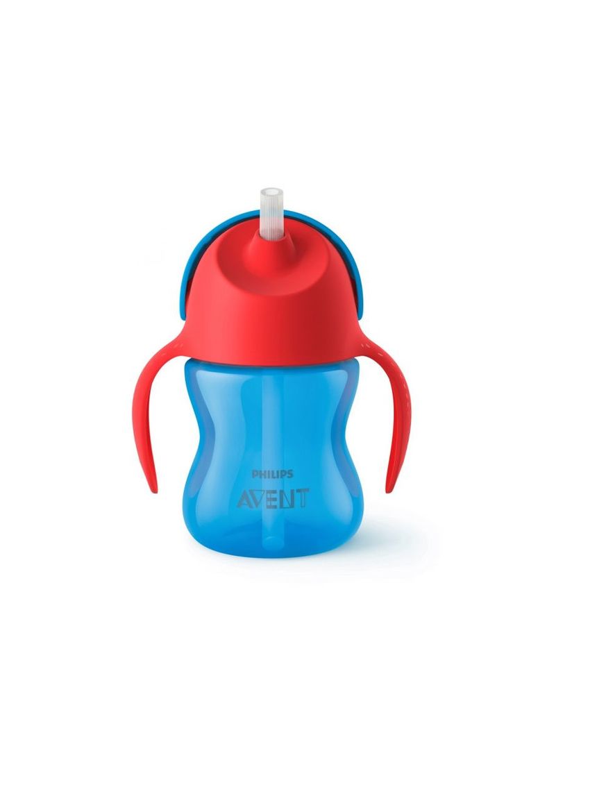 Tazza colorata con cannuccia blu 200ml avent