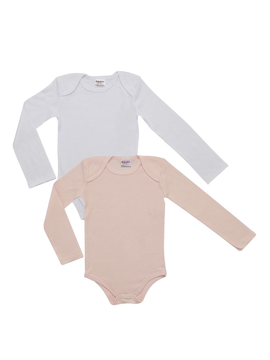 Pack 2 body maniche lunghe bianco e rosa