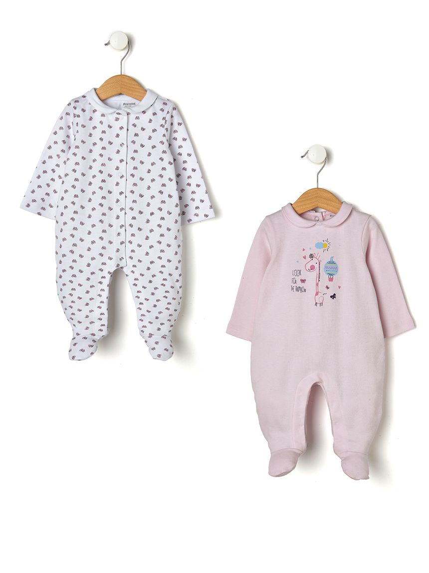 Pack 2 tutine in interlock bianco e rosa