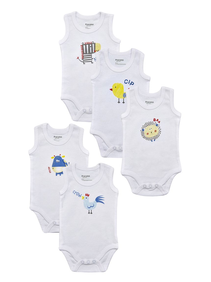Pack 5 body bianchi con animaletti