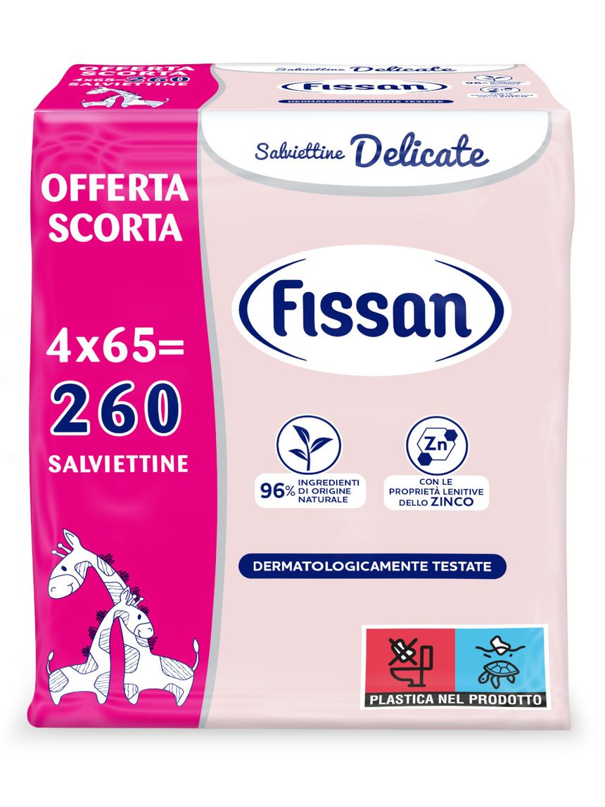 Salviette delicate detergenti - pack 4x65 (260 pezzi totali) - fissan