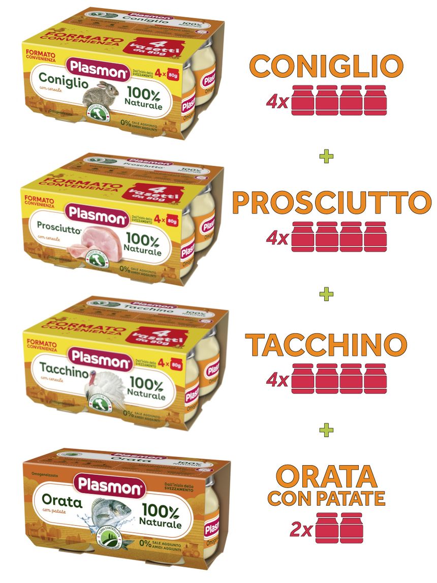 Omogeneizzati plasmon – carne e pesce (4-6m)