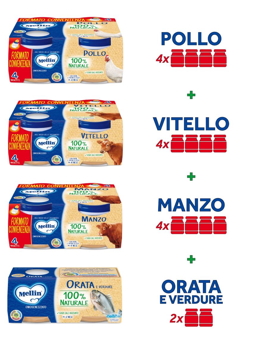 Omogeneizzati mellin - carne e pesce (4-6m)