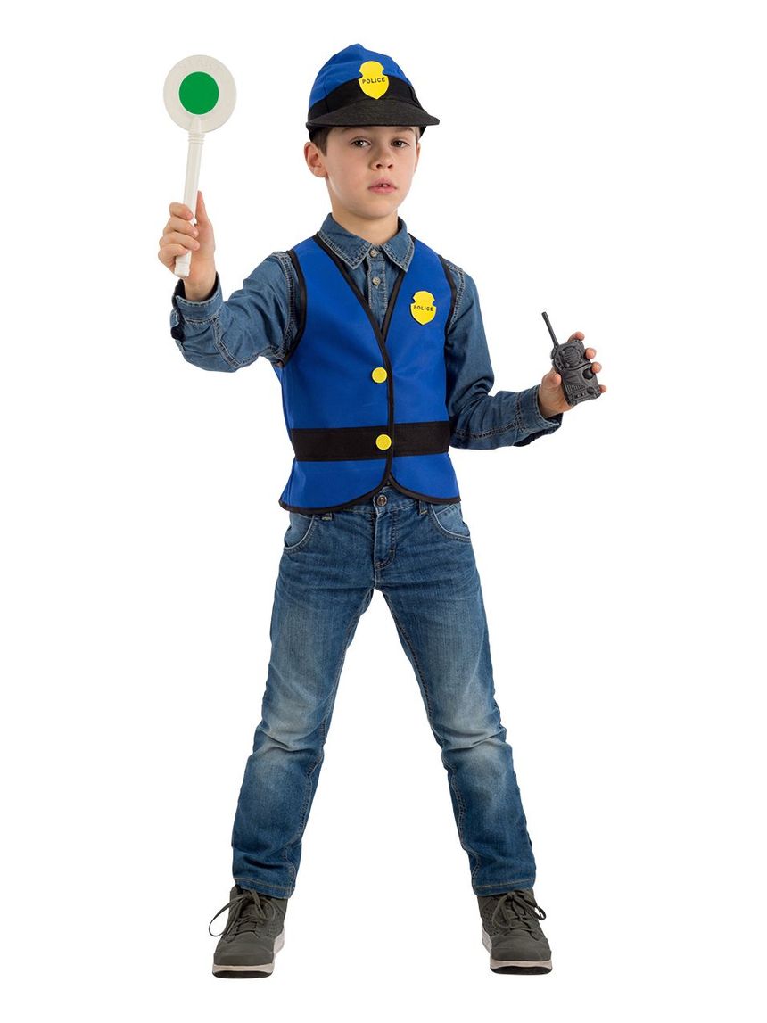 Set poliziotto (gilet cappello radiolina e paletta) tg. 3 anni+