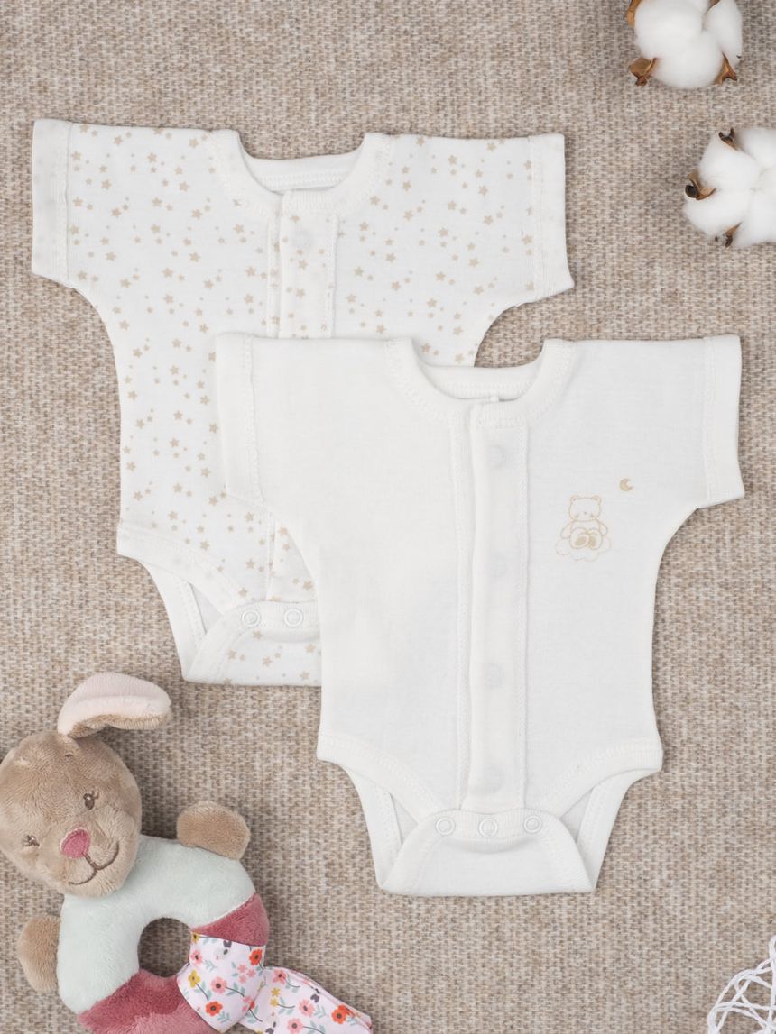 Pack 2 body prematuri felpati "stelline" oeko-tex