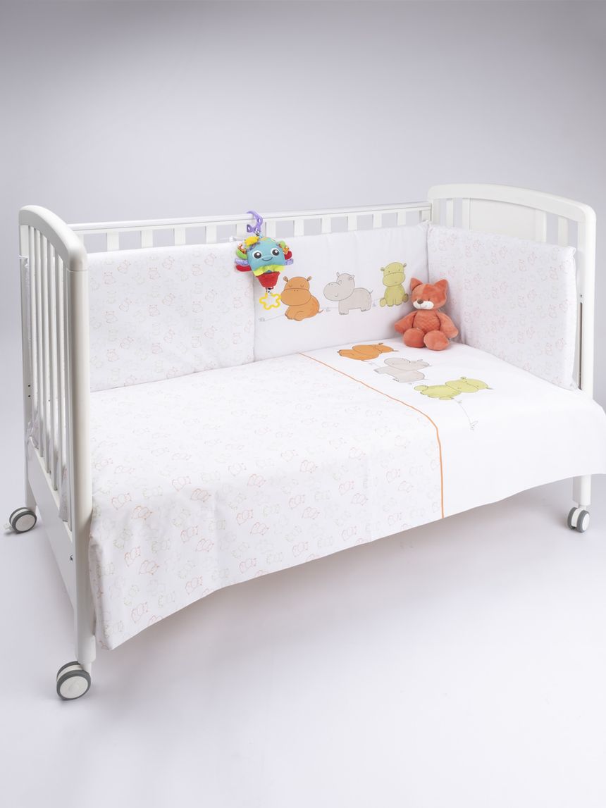 Completo lettino 4 pz unisex "ippopotamo"