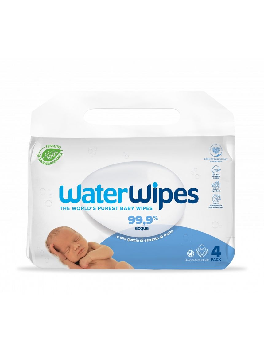 Salviette biodegradabili per bambini waterwipes – 4x60 (240 pezzi)