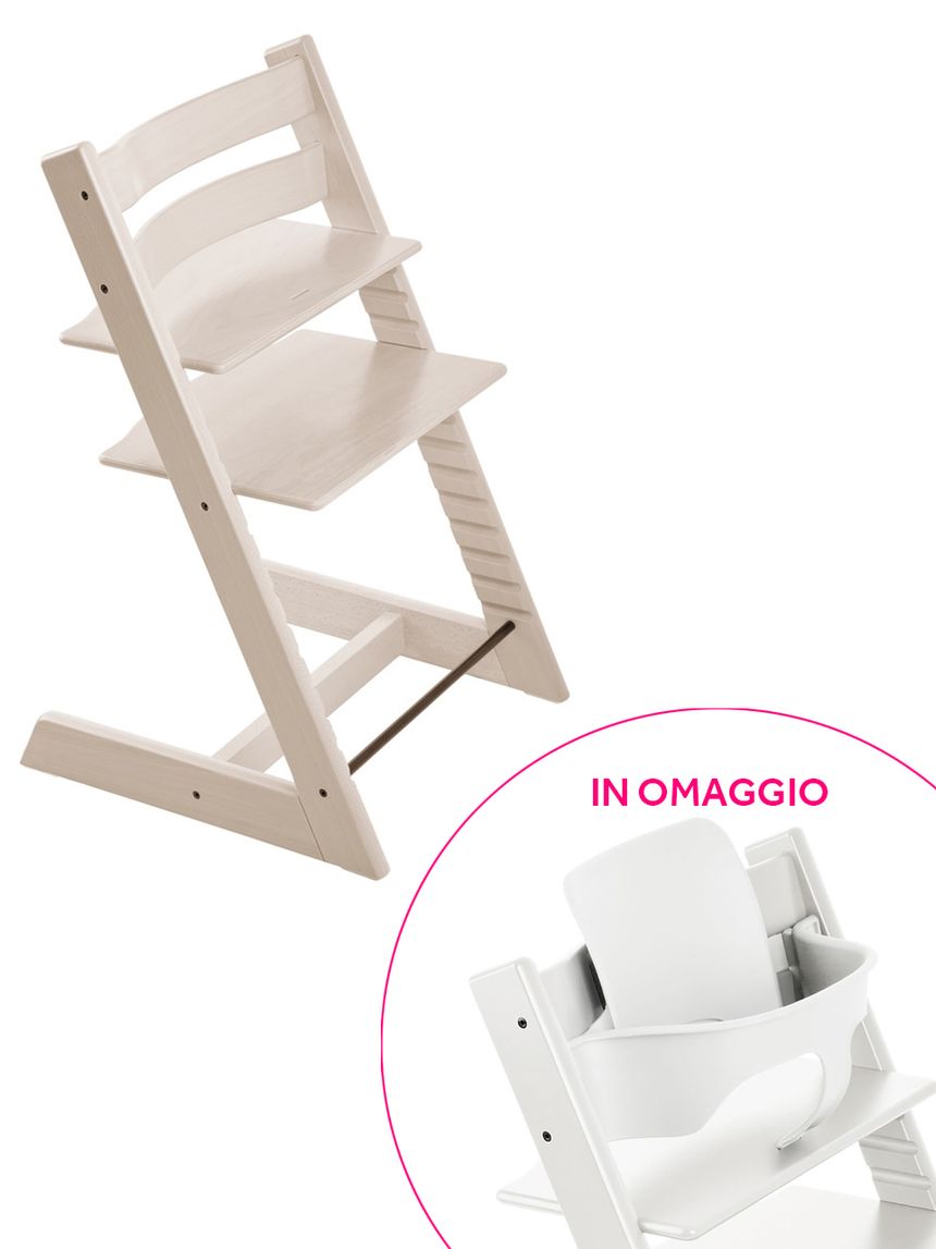 Tripp trapp sbiancato + baby set v2 bianco in omaggio - personalizzabile - stokke®