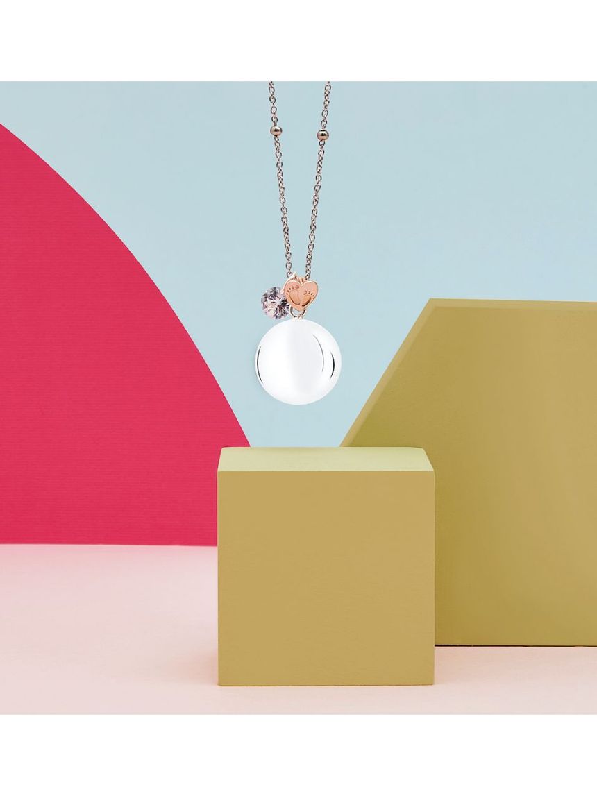 Mamijux chiama angeli con cuore centrale con piedini incisi in oro rosa