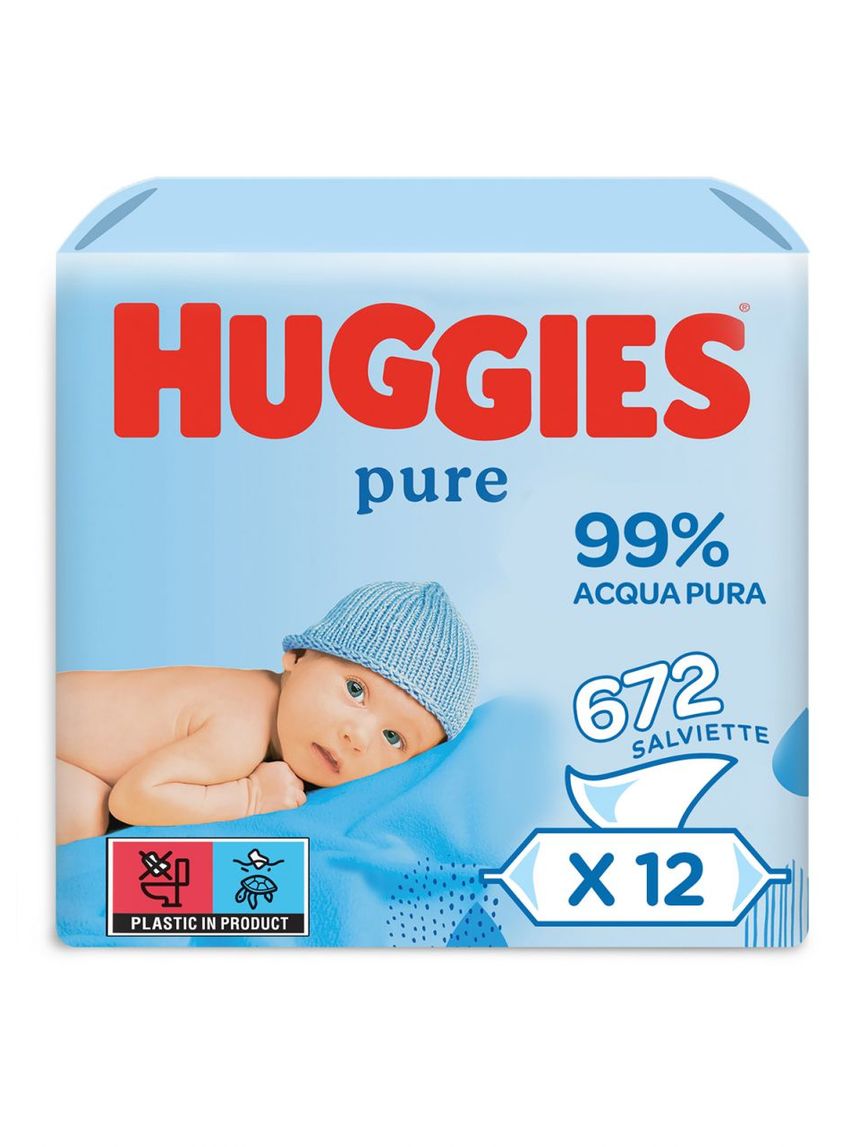 Salviette umidificate per bambini huggies pure - 672 salviettine