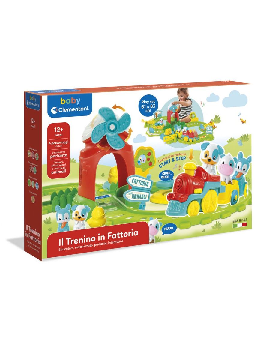 Baby clementoni - 17756 - il trenino in fattoria, trenino motorizzato