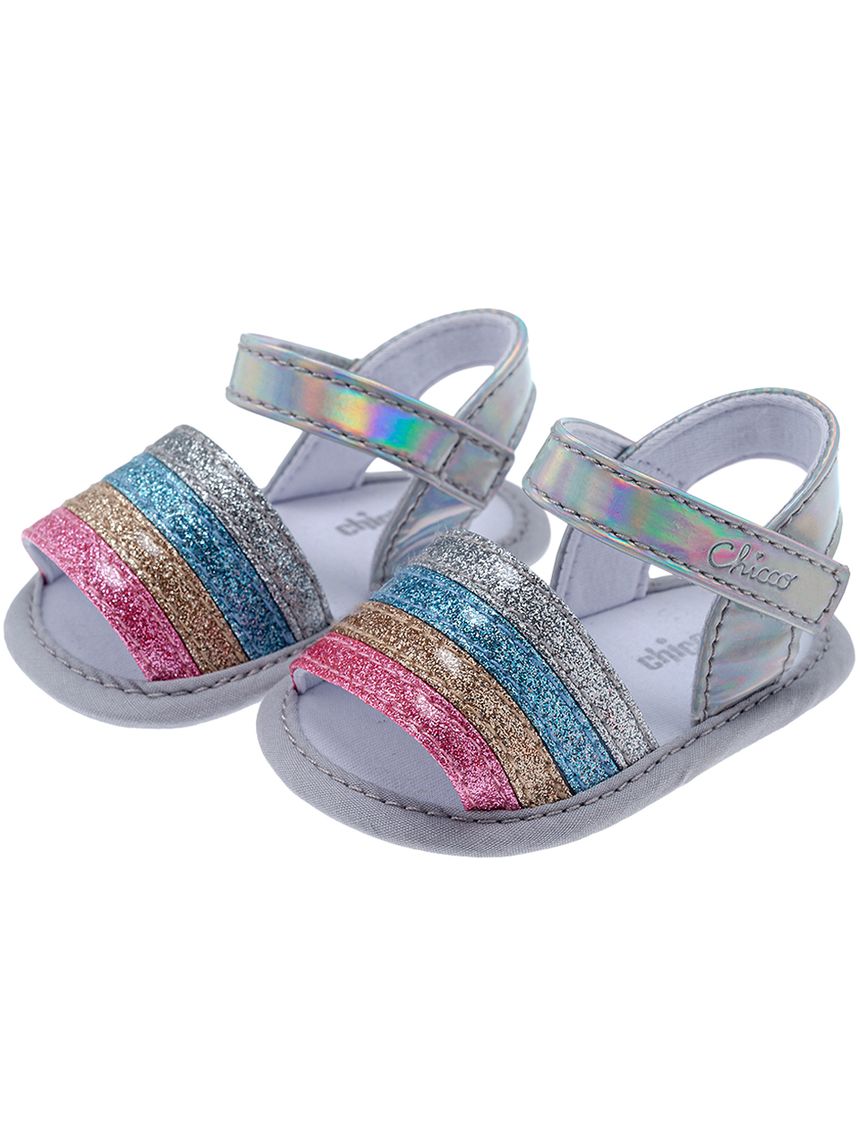 Sandalo niraffa argento e multicolor