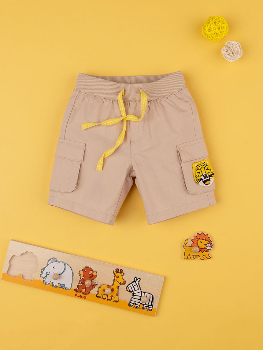 Short popeline bimbo beige