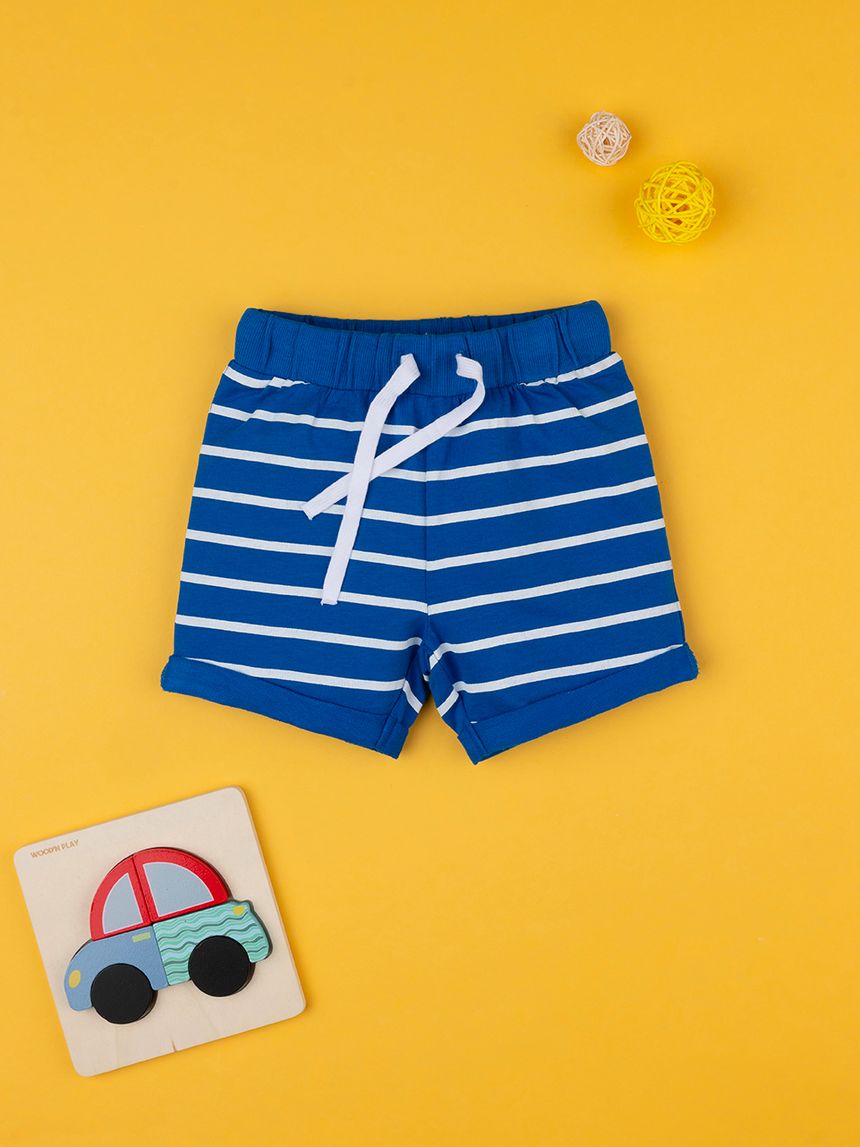 Shorts bimbo blu rigato