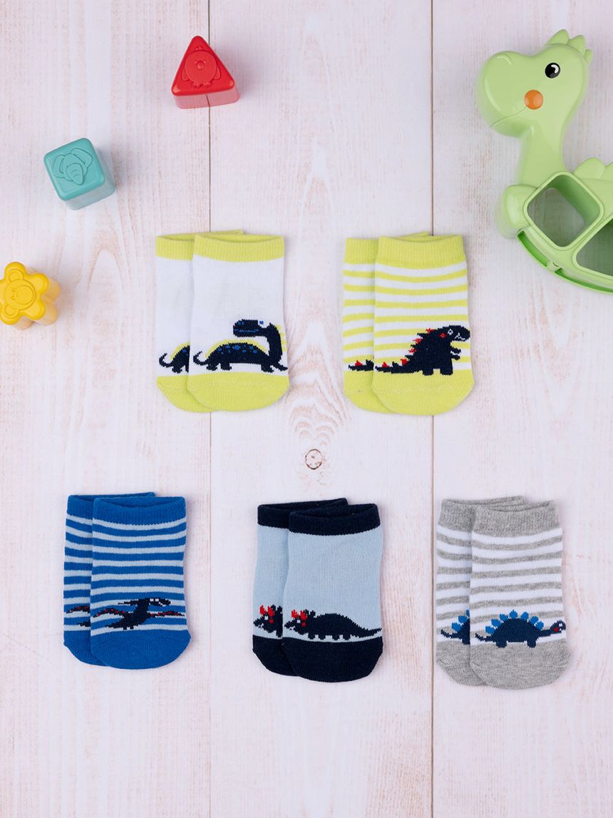 Pack 5 calze bimbo "dino"