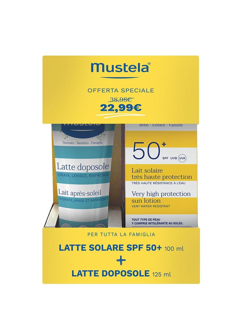 Bipack latte solare protezione molto alta spf50+ 100ml + latte doposole 125ml - mustela