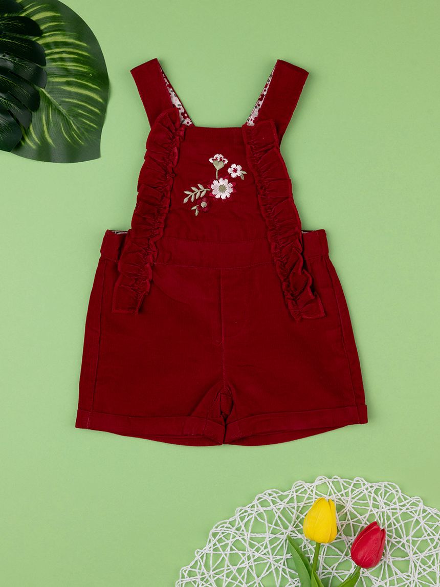 Dungaree bimba bordeaux fiori