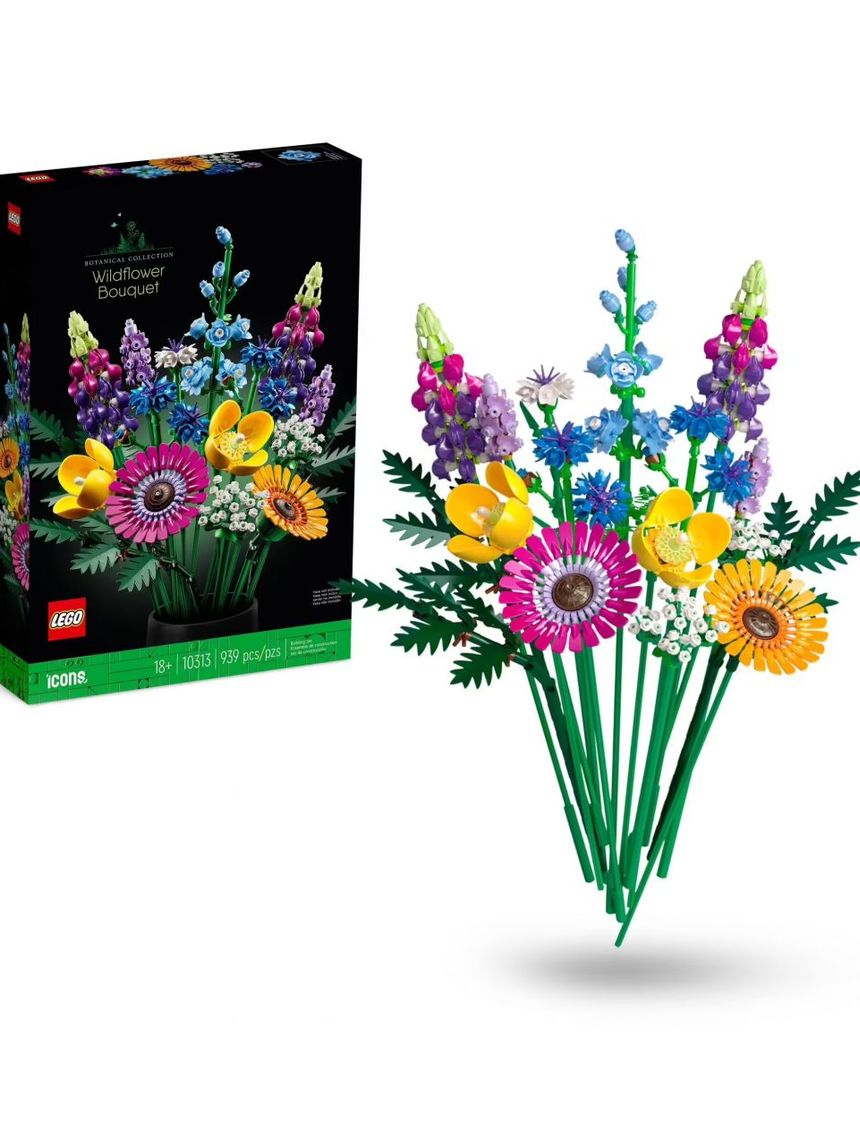 Bouquet fiori selvatici finti con papaveri e lavanda artificiali 10-313  - botanical collection - lego icons